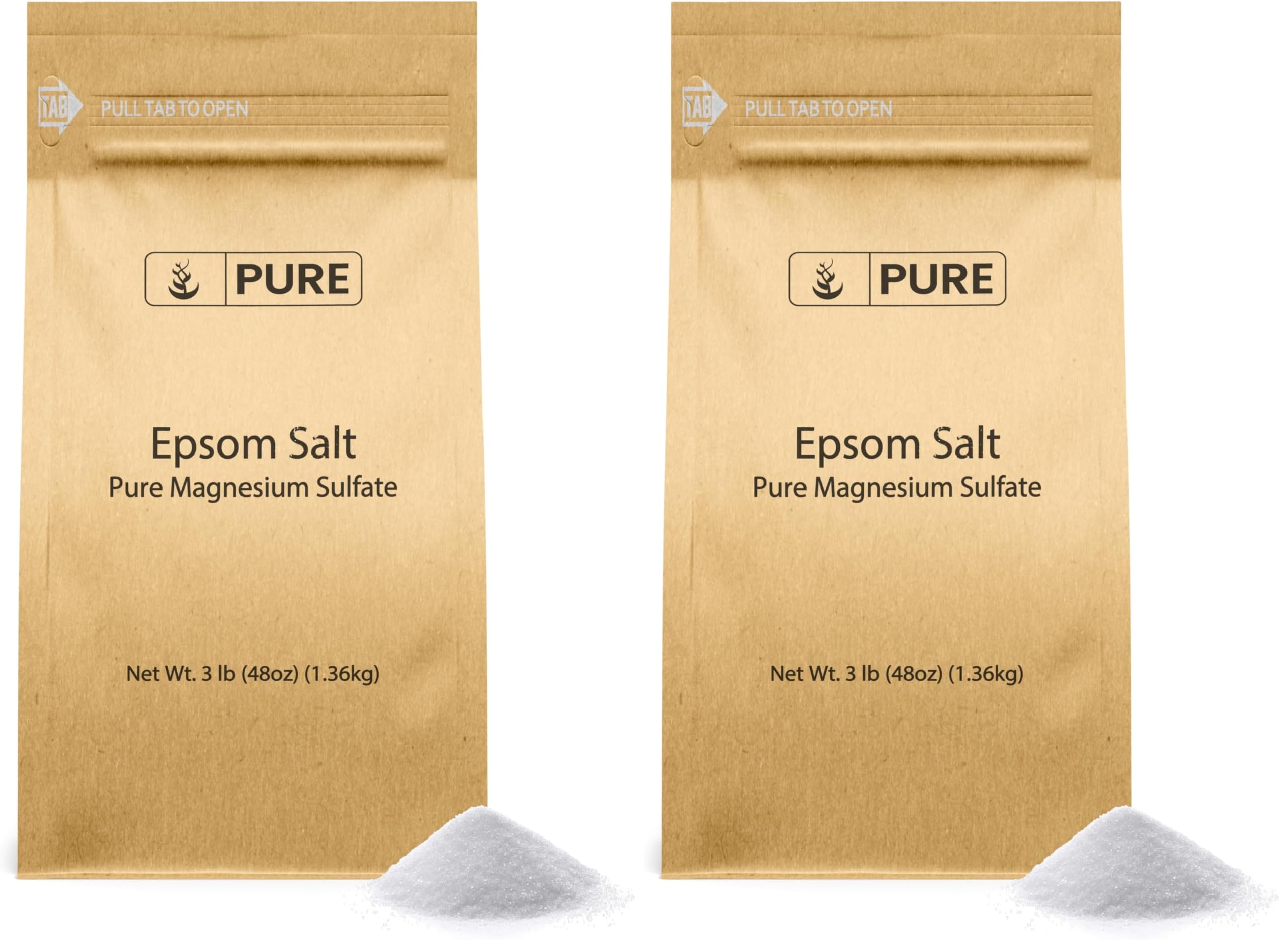 Pure Original Ingredients Epsom Salt bulk pack, two 3 lb bags, ideal for large soaks.