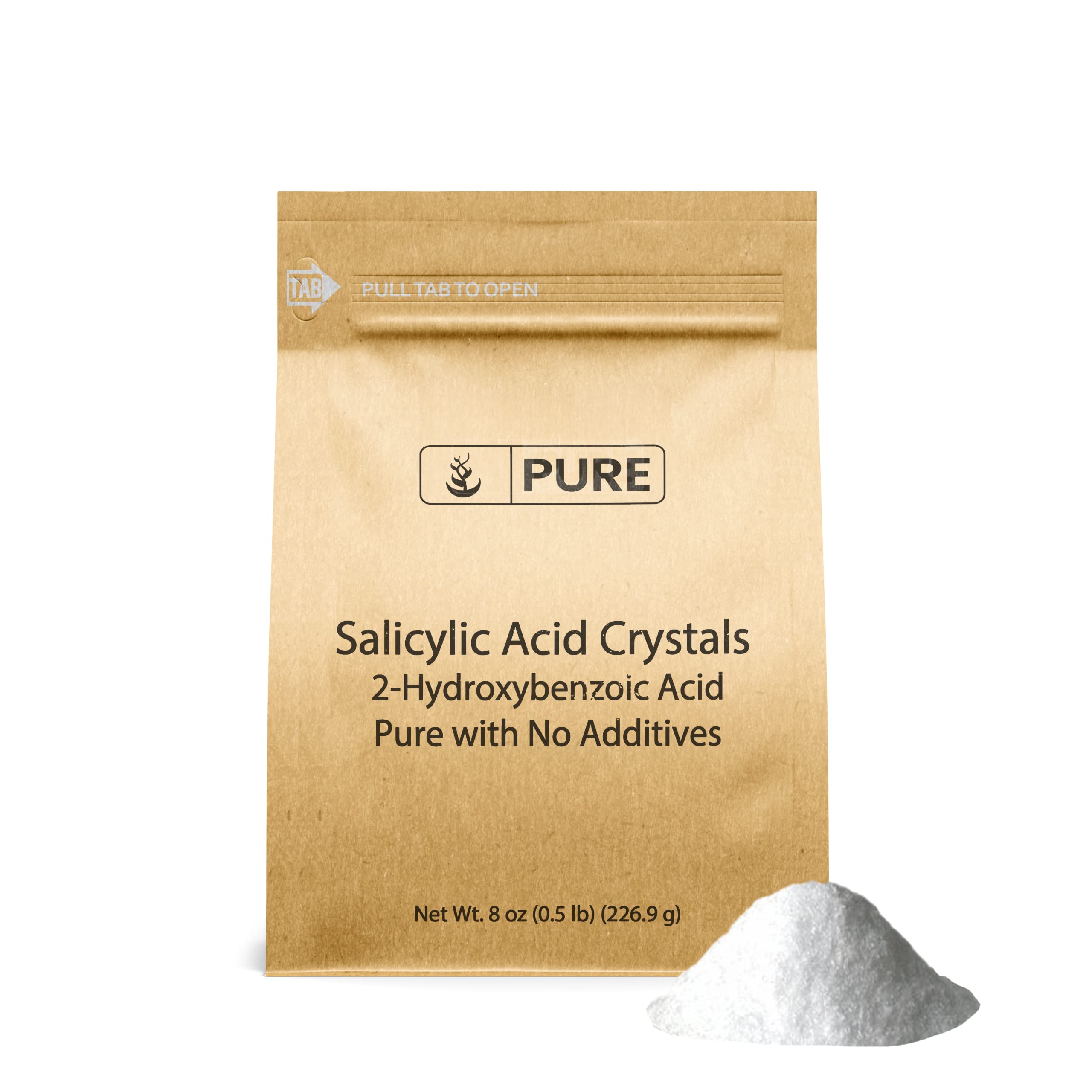Pure Original Ingredients salicylic acid crystals in 8 oz packaging, ideal for DIY formulas