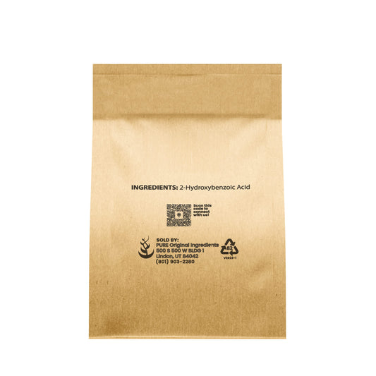 Pure Original Ingredients salicylic acid crystals close-up, ready for DIY skincare formulations