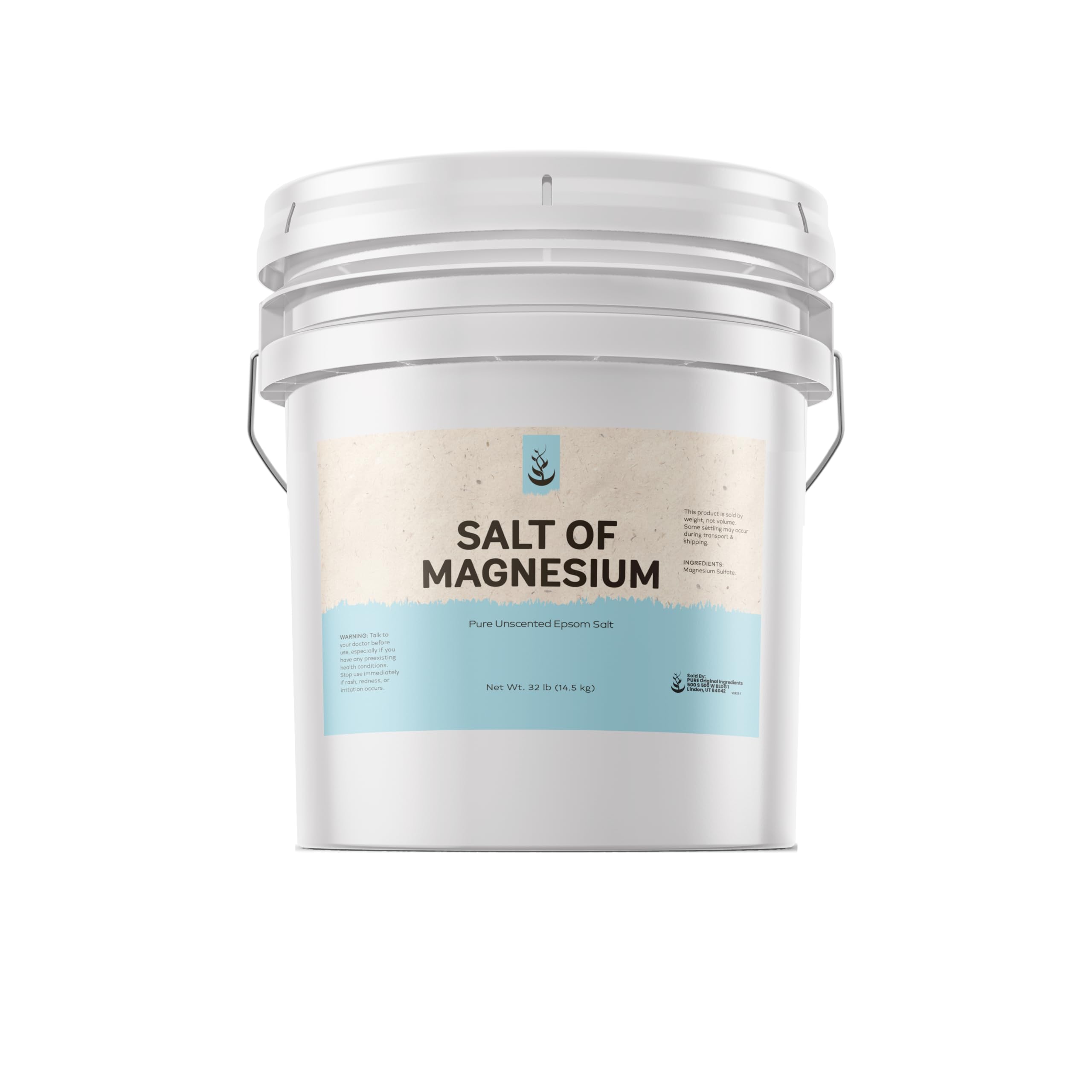 Pure Original Ingredients Salt of Magnesium bucket pour for quick-dissolving bath soaks.