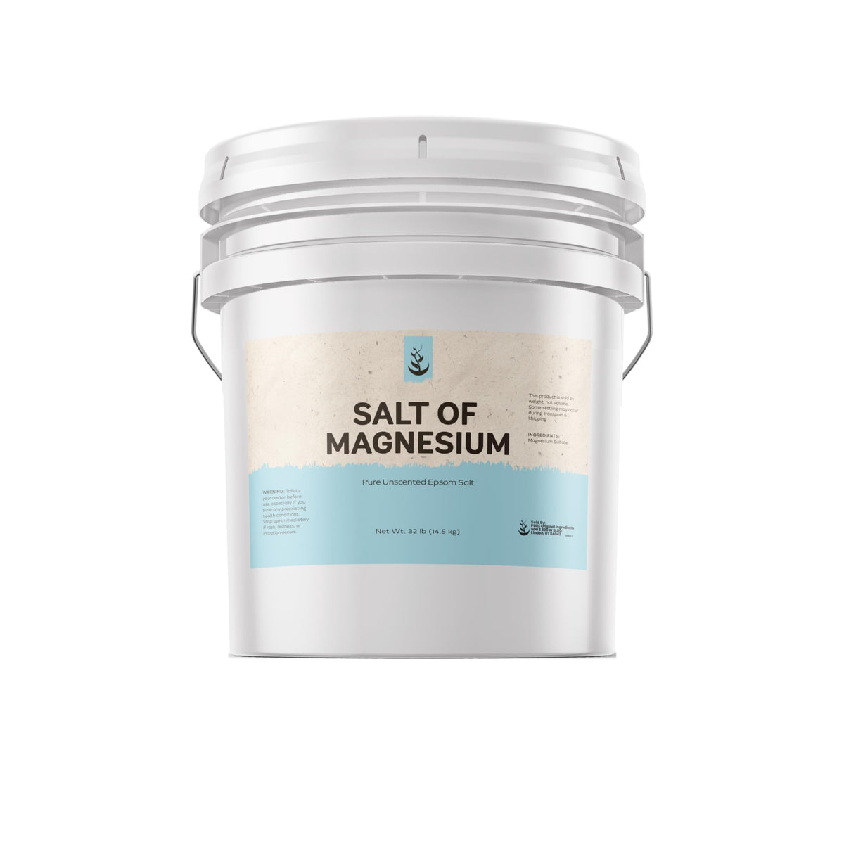 Pure Original Ingredients Salt of Magnesium bucket pour for quick-dissolving bath soaks.
