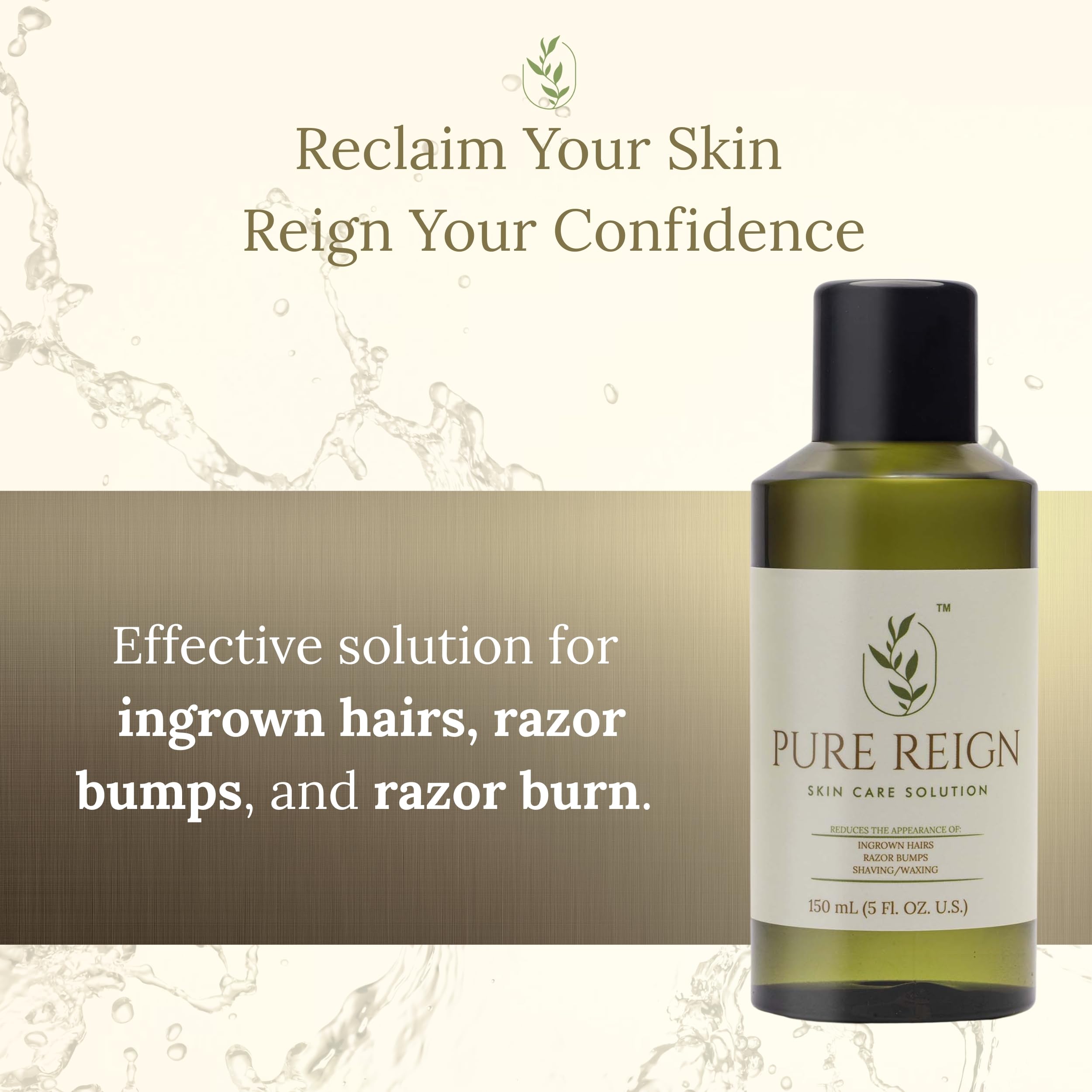 Pure Reign skin care solution cooling effect evident during application.