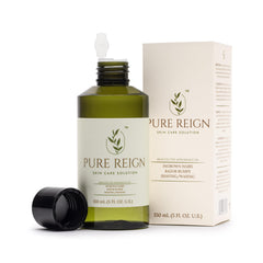 Pure Reign skin care solution pump action shows easy daily use.