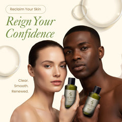 Pure Reign skin care solution texture closeup shows creamy, easy-to-apply formula.