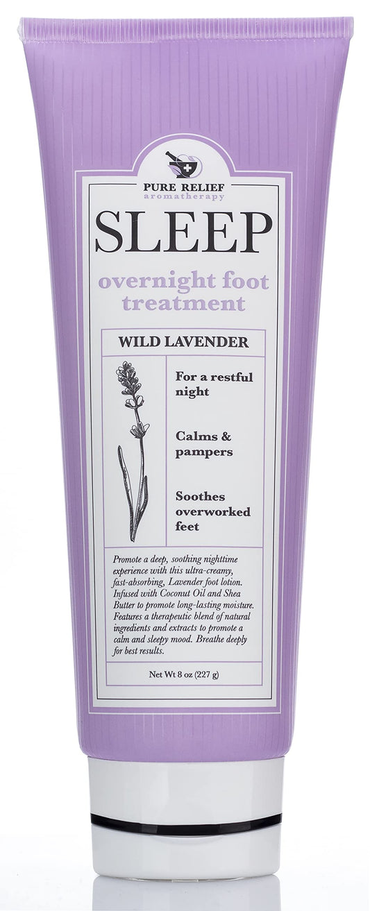 Pure Relief lavender foot lotion bottle for nightly foot care