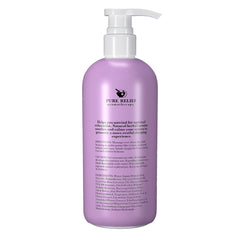 Pure Relief Lavender Sleep Lotion displayed in a cozy bedside setup for rest.