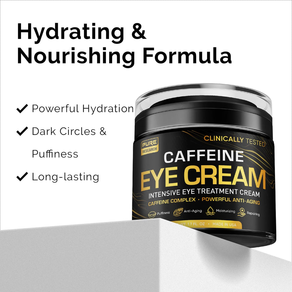 PURE RESEARCH caffeine eye cream under-eye application in progress