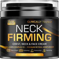 Pure Research neck firming cream bottle for hydrating neck care.