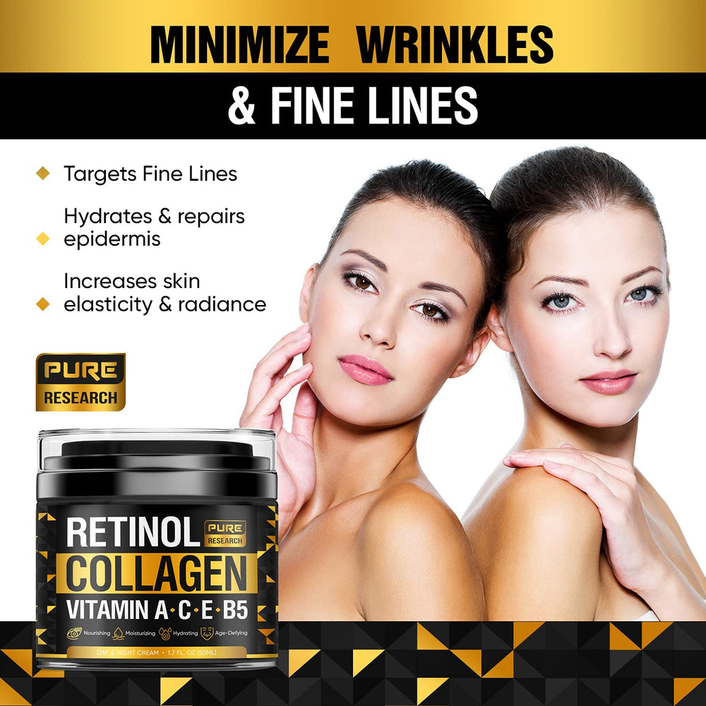 Pure Research Retinol Face Cream texture shows creamy, rich consistency for even application.