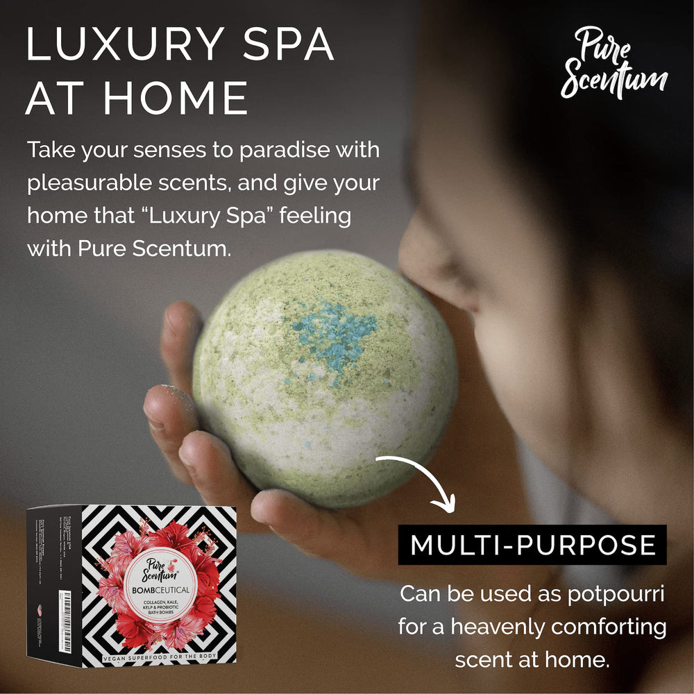 Pure Scentum Bombceutical coconut-shea bath bomb: rich hydration with natural oils for silky skin