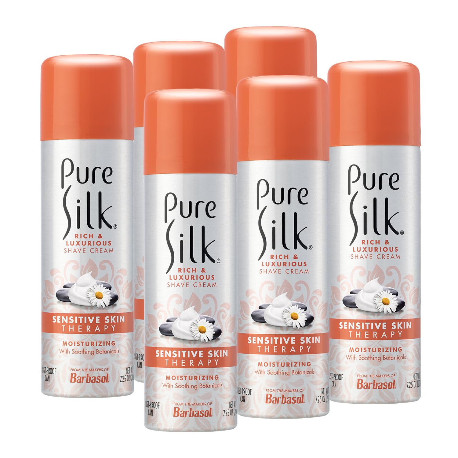 Pure Silk Sensitive Skin spa therapy shave cream bottle pour for a smooth, hydrated shave