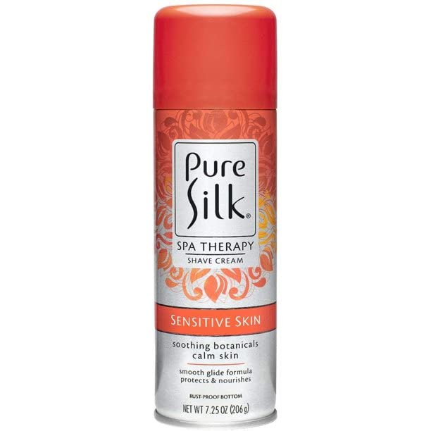 Pure Silk shave cream in shower setup for convenient use