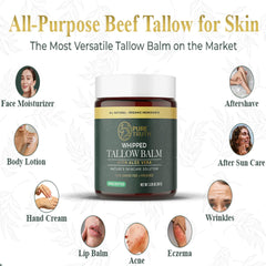 Pure Truth whipped tallow balm used as daily face and body moisturizer