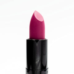 Pure Ziva Cranberry Red Matte Lipstick swatch on lips shows deep fuchsia and smooth glide