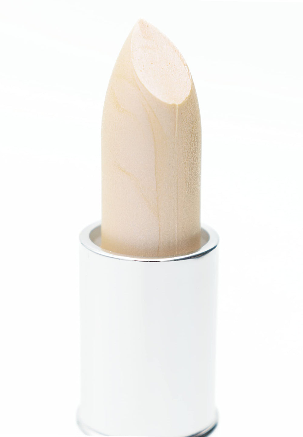 Pure Ziva Crystal Shimmer swatch in white, enhancing lips with radiant pearl tone.