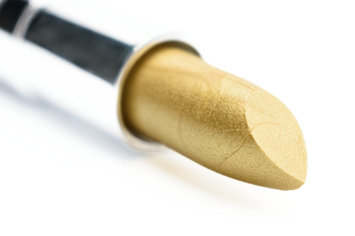 Pure Ziva Glimmer Gold lipstick bullet with metallic finish for radiant daily wear.
