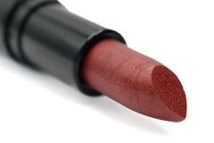 Pure Ziva Hot Tamale lipstick swatches in a creamy base for a bold red look