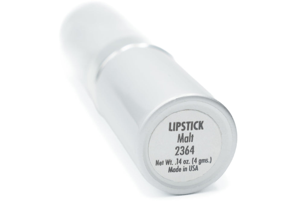 Pure Ziva Malt Light Brown Nude lipstick pearl-finish shade on lips.