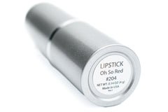 Pure Ziva Oh So Red lipstick tube close-up showcases sleek design and shade