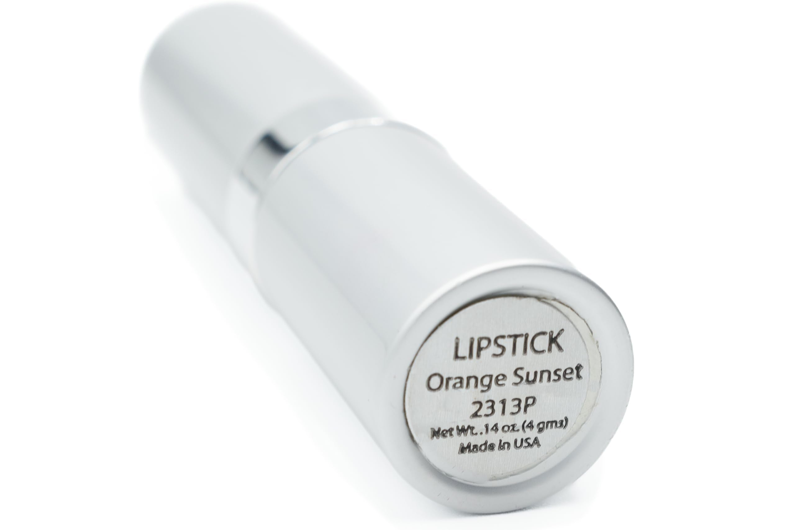 Product shot of Pure Ziva Orange Sunset lipstick packaging, made in USA.