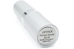 Product shot of Pure Ziva Orange Sunset lipstick packaging, made in USA.