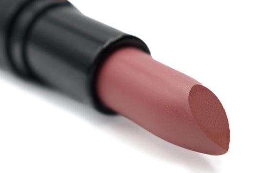 Pure Ziva Ruby Rust lipstick packaging close-up shows rich color