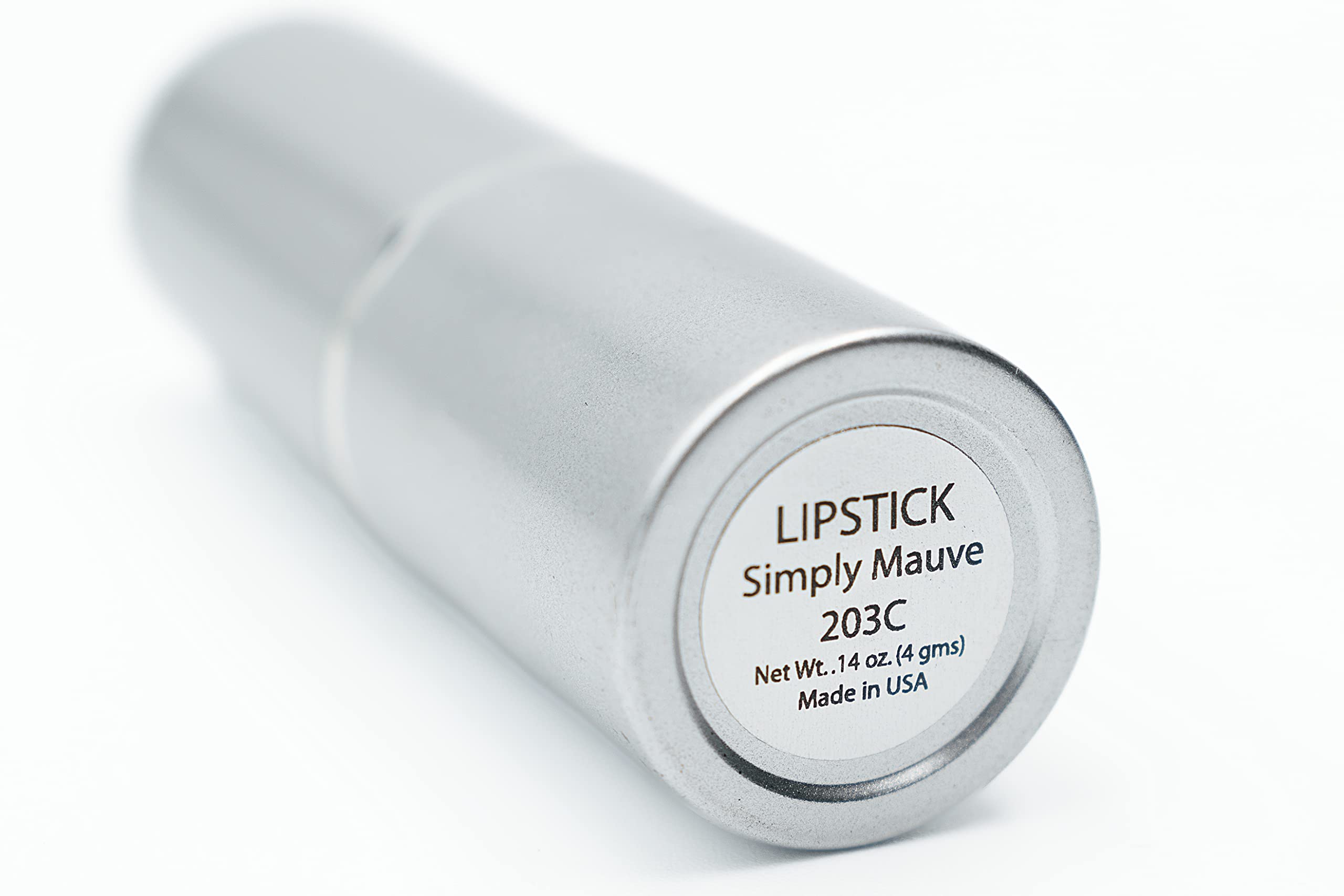 Glossy satin finish detail on lips with Simply Mauve for subtle shine.