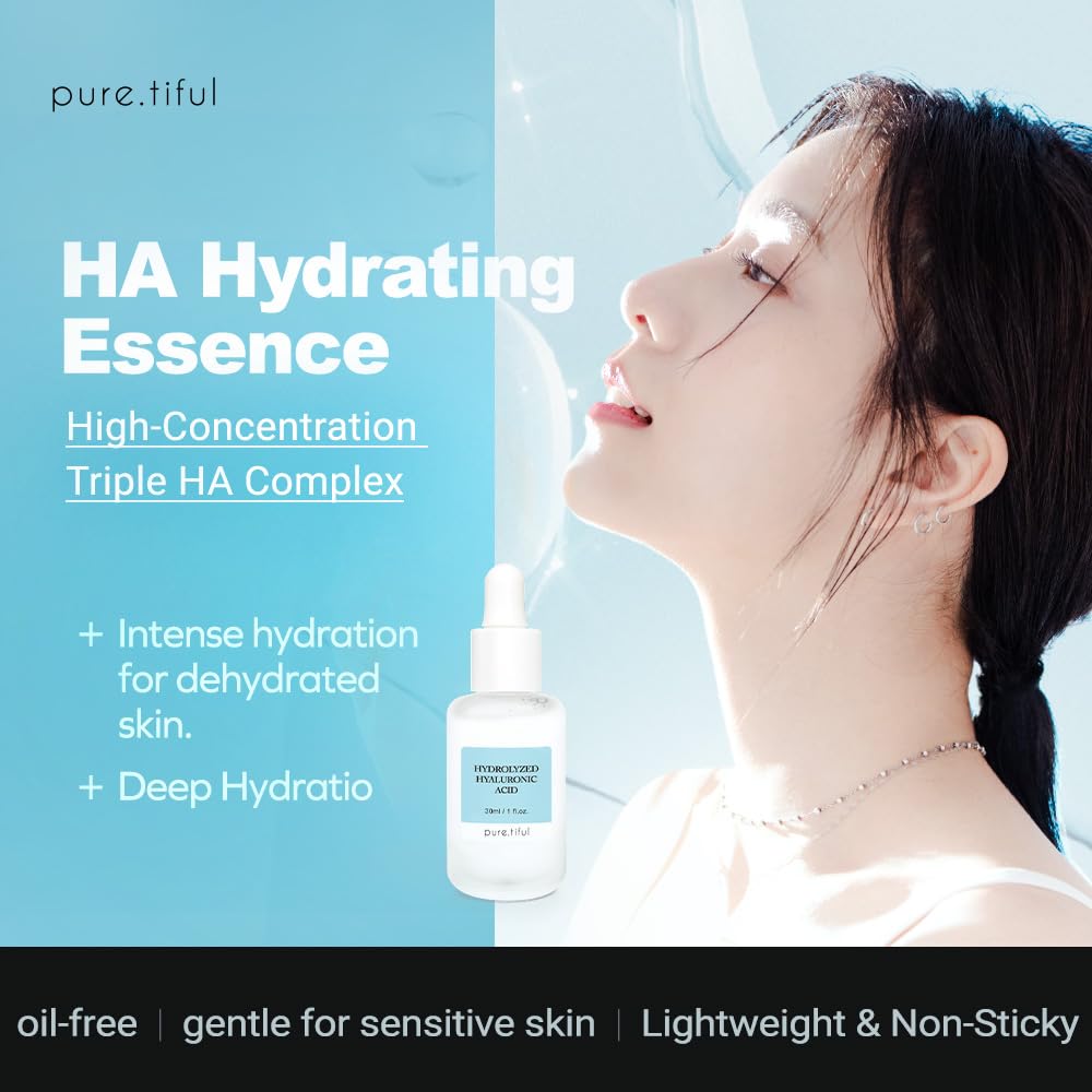 pure.tiful Hydrolyzed Hyaluronic Acid Serum pump dispense highlights easy daily hydration