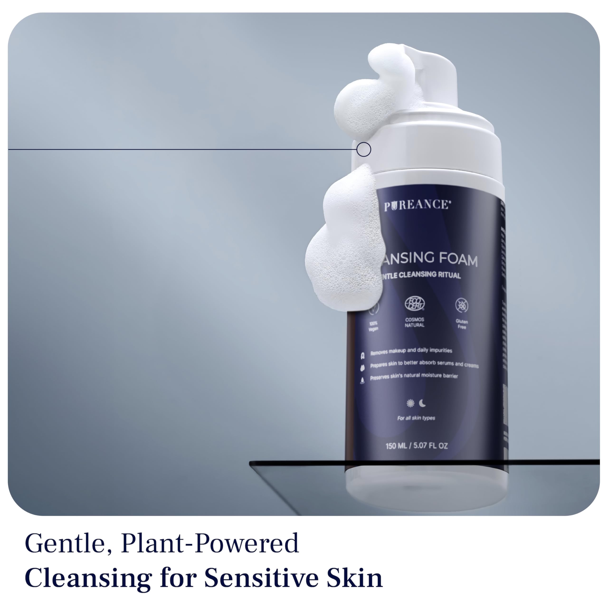 Pureance Cleansing Foam travel-friendly tube fits quick routines