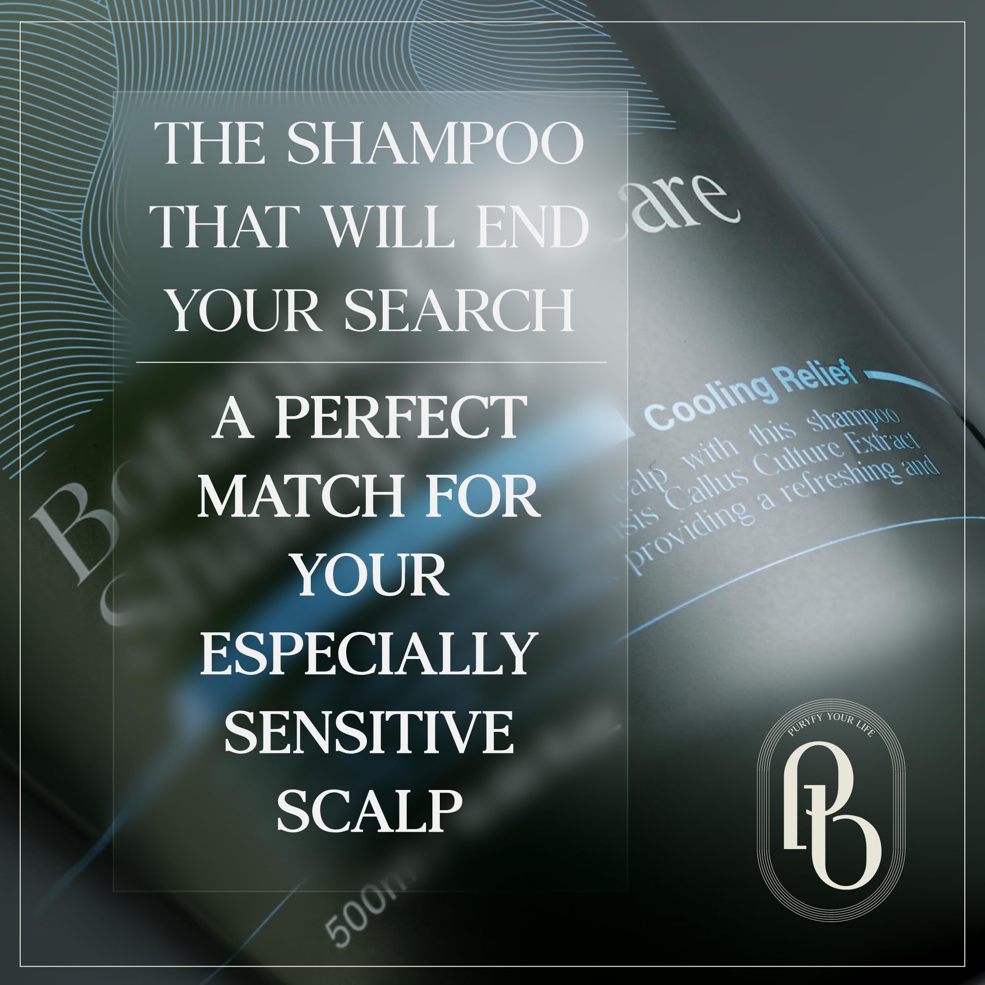 PUREBBLE Cooling Relief Shampoo bottle pour demonstrates easy daily use.