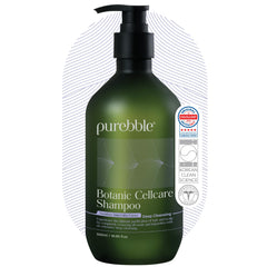 Purebble Deep Cleansing Botanic Cellcare Shampoo bottle showing clean scalp benefit