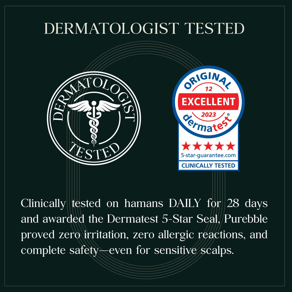 Purebble derm tested seal confirms low risk of irritation.