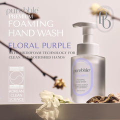 PUREBBLE foaming pump dispensing fresh soap and subtle fragrance.