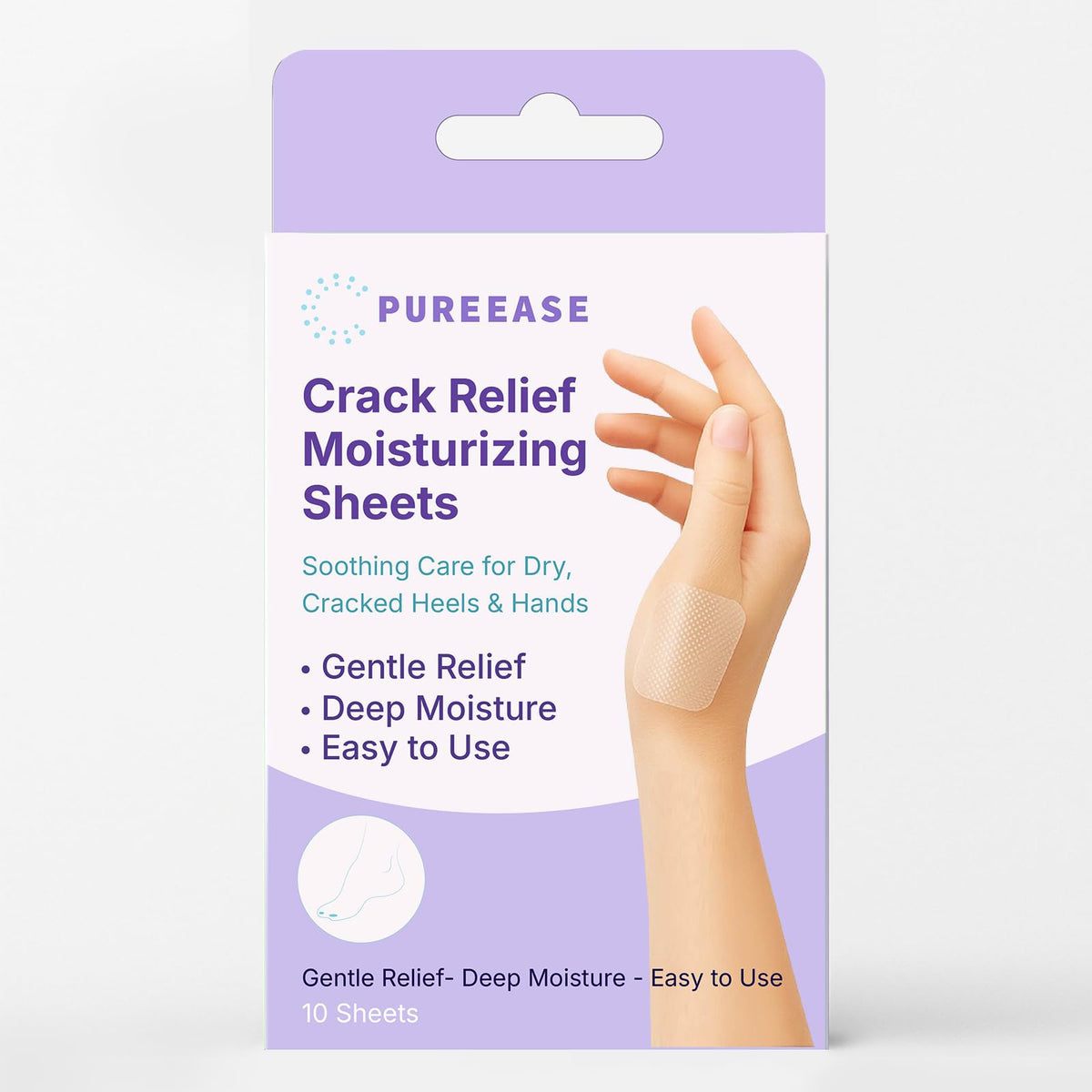 PUREEASE cracked-skin-sheets on heel provide protection during daily wear.