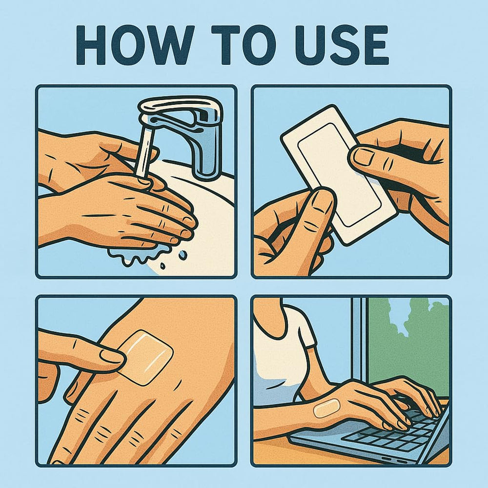 Patch stays secure up to 12 hours for ongoing hydration.
