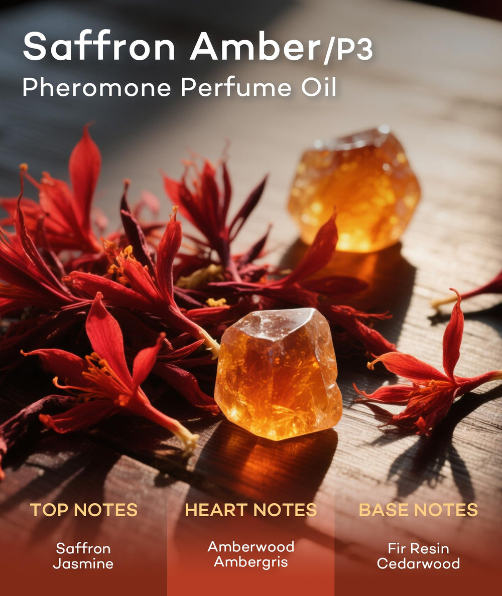 Purefittech saffron amber scent notes highlight warm, sophisticated aroma.