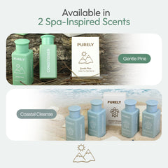 Purely lotion bottles 1.3 oz set for hospitality