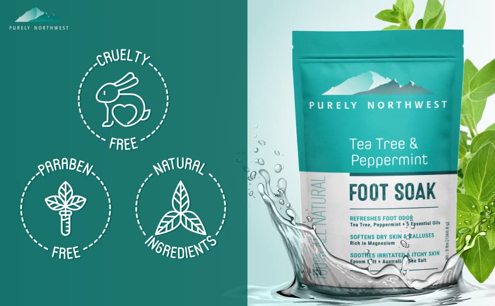 Purely Northwest athlete's foot relief usage shot in a basin