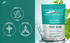 Purely Northwest athlete's foot relief usage shot in a basin