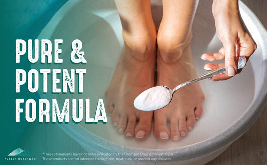 Purely Northwest Epsom Salt foot soak showing magnesium benefits for relaxation