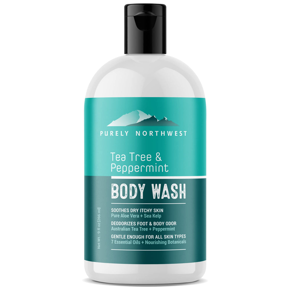Purely Northwest Tea Tree Body Wash bottle for daily cleansing and refreshing skin.