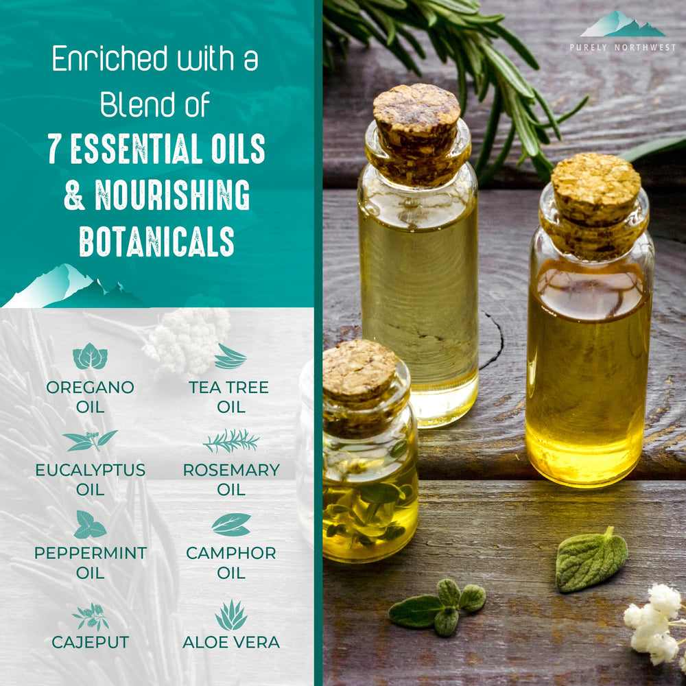 Purely Northwest Tea Tree Body Wash ingredient highlight shows tea tree and peppermint.