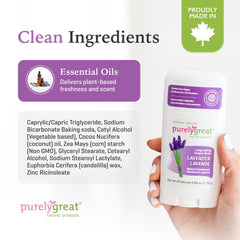 Purelygreat lavender deodorant stick travel-size pack, easy to carry.