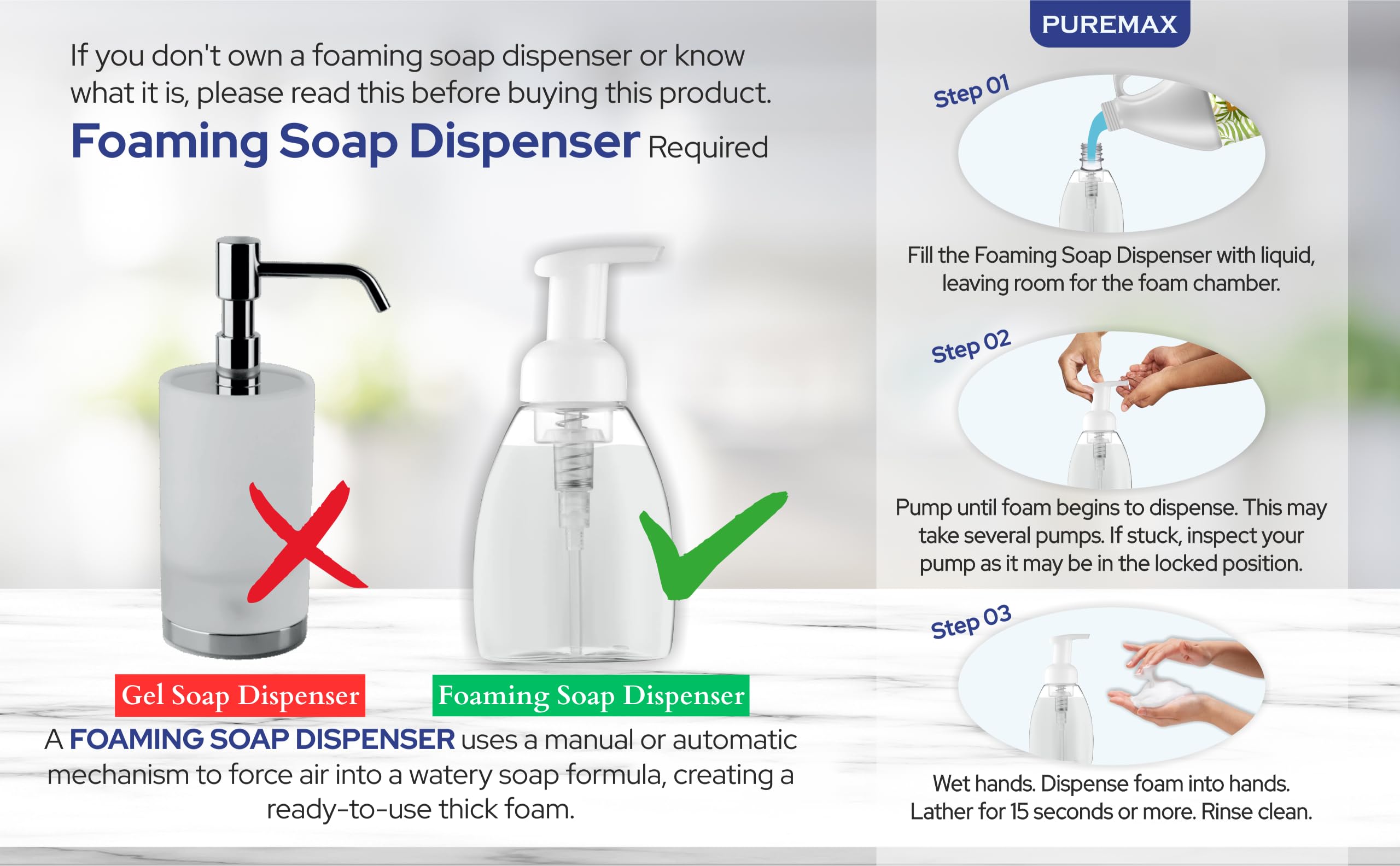 Puremax hand washing scene in kitchen for high-traffic area use