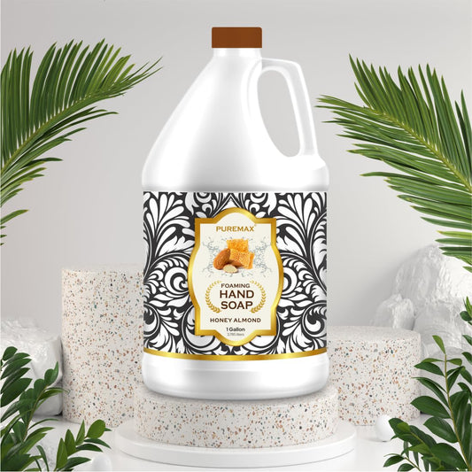Puremax Honey Almond foaming soap pump shown for quick, even dispense