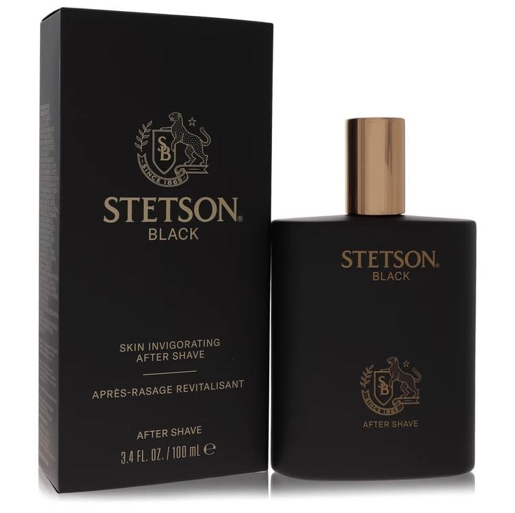 PureScents Stetson Black aftershave bottle front view, suitable for daily confidence