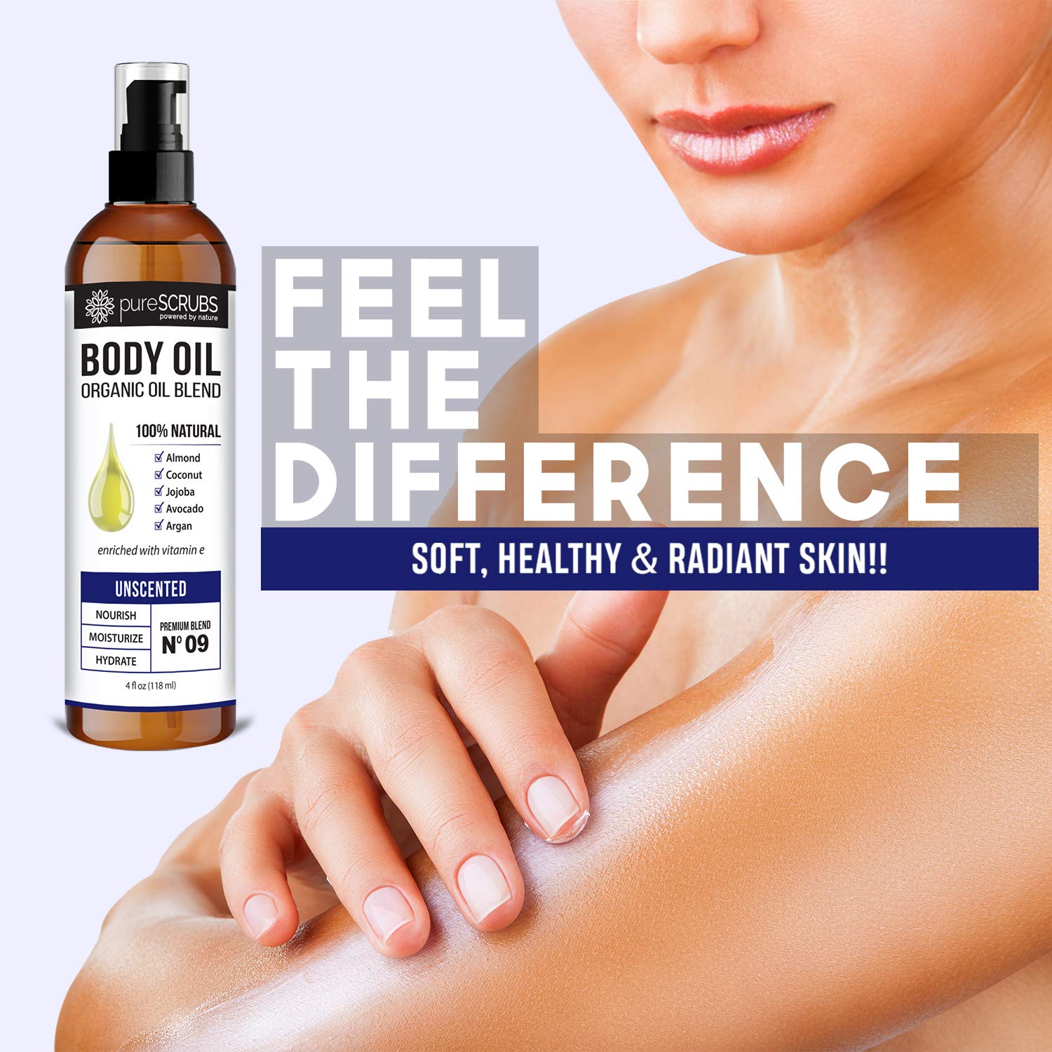 Drops of pureSCRUBS bath oil hint at soothing hydration in a warm bath.