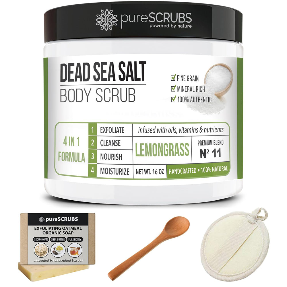 bathroom scene with pureSCRUBS in use suggests a spa-like home routine