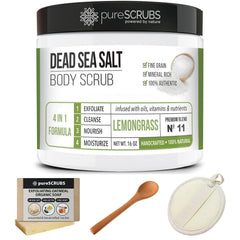 bathroom scene with pureSCRUBS in use suggests a spa-like home routine