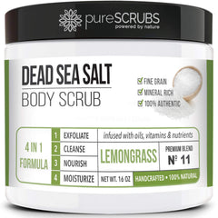pureSCRUBS lemongrass scrub jar showcases premium exfoliation for smoother, refreshed skin